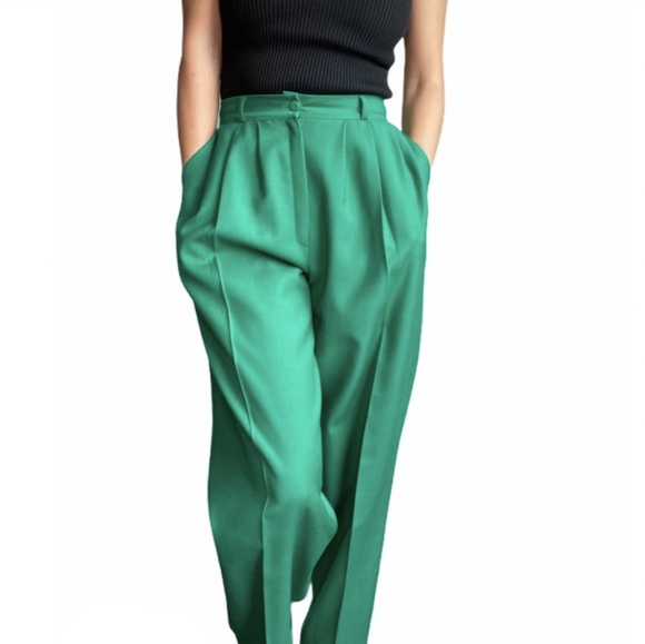 VINTAGE MR.JAX Pure Virgin Wool Green Trousers - Picture 5 of 6